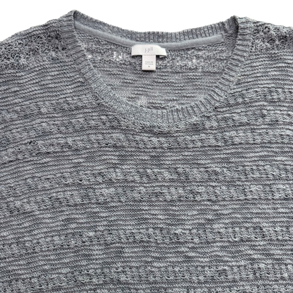 J Jill Womens Medium Gray Textured Knit Top Boho Lagenlook Coastal Casual‎